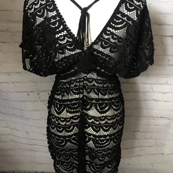 Black lace swimsuit cover up - Picture 3 of 7